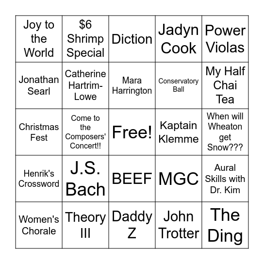 Christmas Bingo! Bingo Card