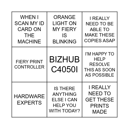 Connectivity/Solutions Calibration Blackout Bingo Card