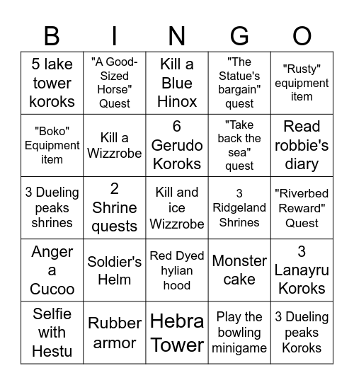 ZELDAAA SAH Bingo Card