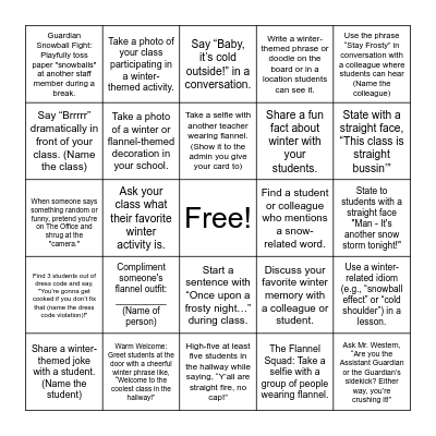 Flannel Day BINGO Card