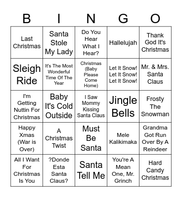 Christmas singo Bingo Card