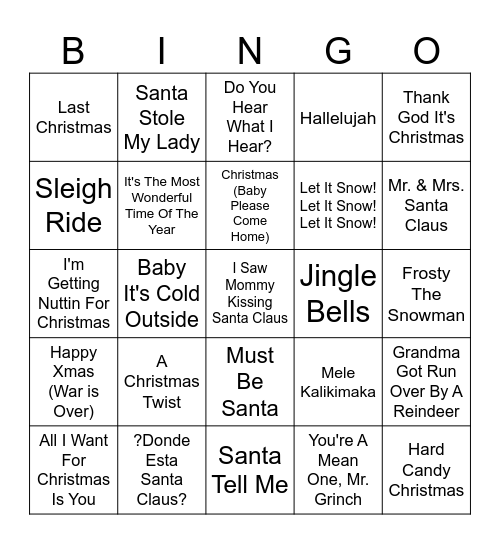 Christmas singo Bingo Card