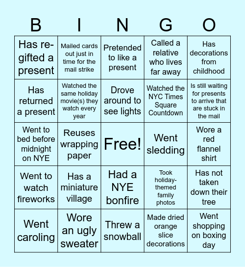 January Bingo Card