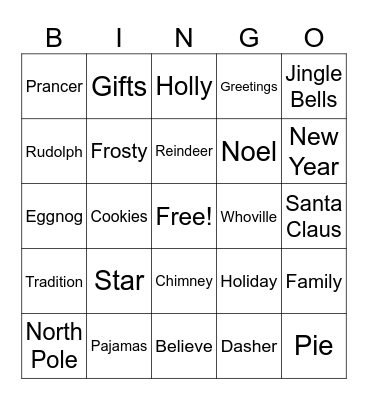 Christmas Bingo Card