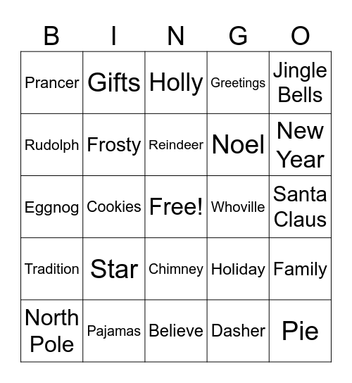 Christmas Bingo Card