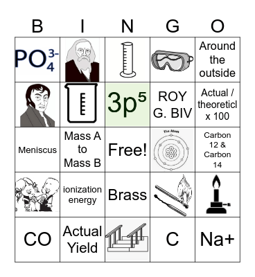 First Semester Chemistry Challenge Bingo Card