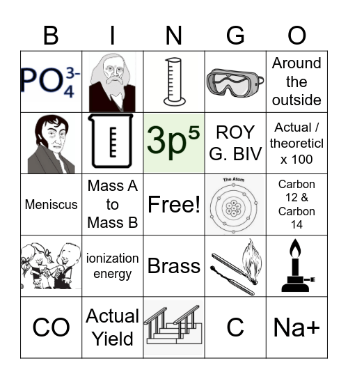 First Semester Chemistry Challenge Bingo Card