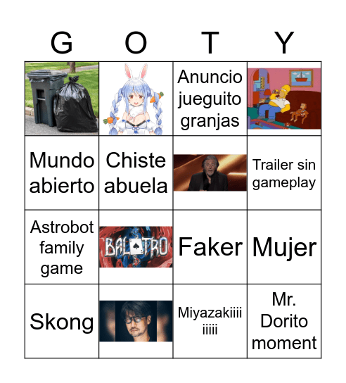 GOTY 2024 Bingo Card