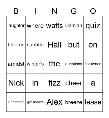 Christmas Fun Bingo Card