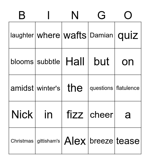 Christmas Fun Bingo Card