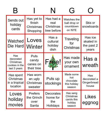 Holiday Bingo Card