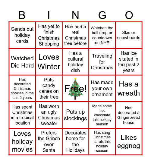 Holiday Bingo Card