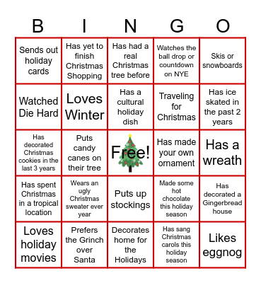 Holiday Bingo Card