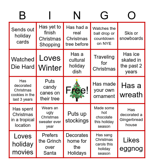 Holiday Bingo Card