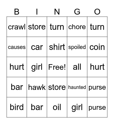 2nd Grade Bingo Card