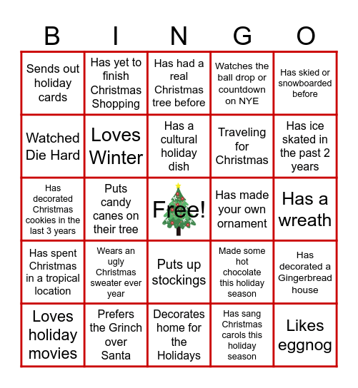 Holiday Bingo Card