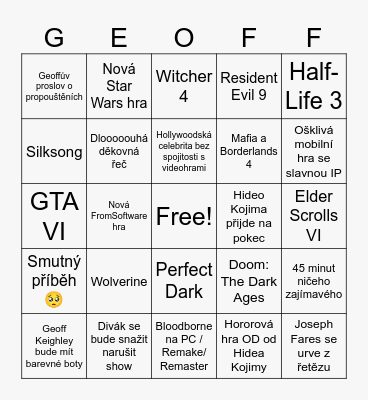 THE GAME AWARDS 2024 Bingo Card