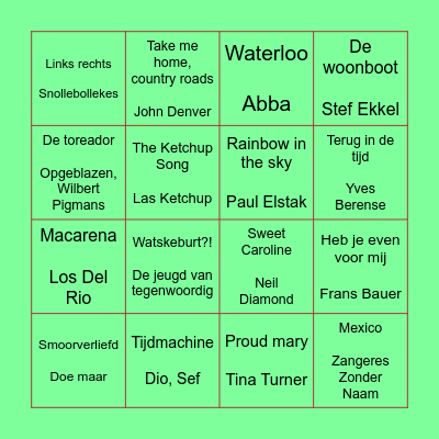 Muziek Bingo Card