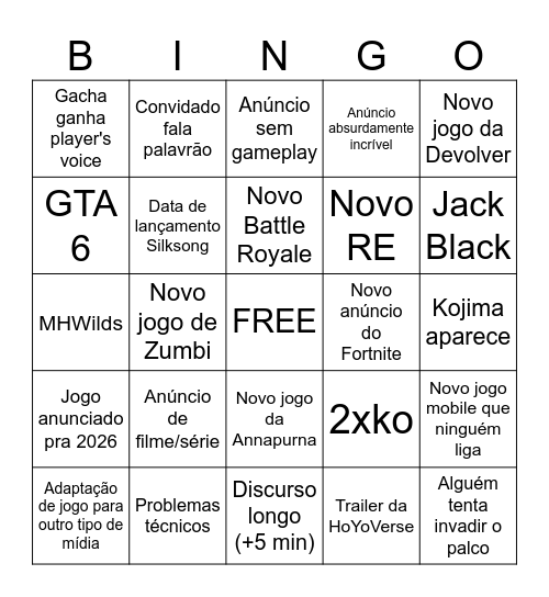 Untitled Bingo Card