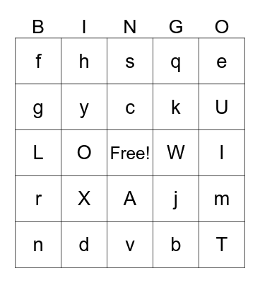 Alphabet Bingo Card