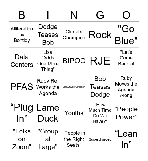 Michigan LCV Bingo Card