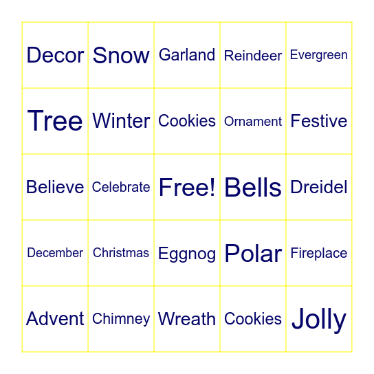 Holiday Bingo Card