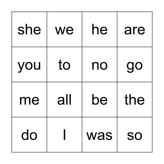 Tricky Words Bingo! Bingo Card