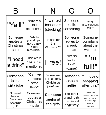 Adult Ed Bingo Card