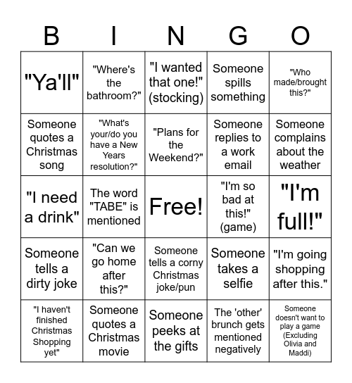 Adult Ed Bingo Card