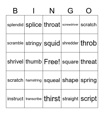 3 letter blends/digraphs Bingo Card