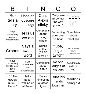 Strasser BINGO Card