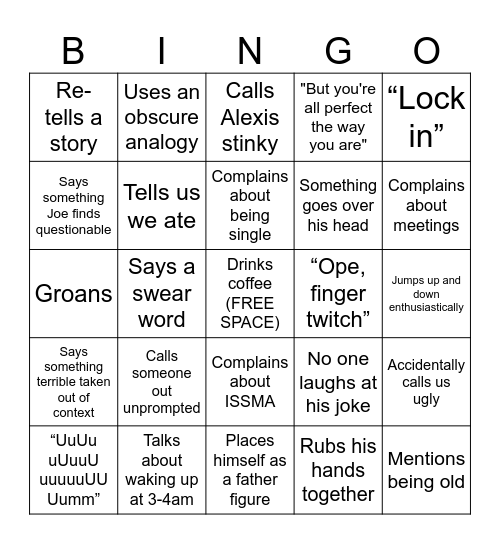 Strasser BINGO Card