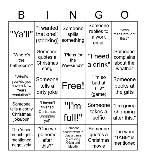 Adult Ed Bingo Card