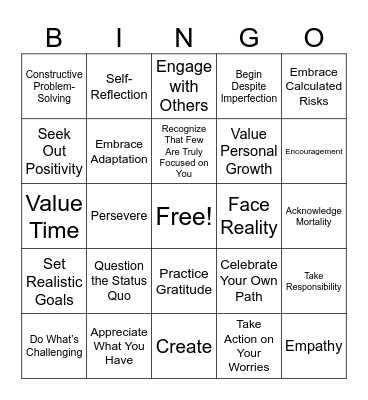 How to Fix Your Life Bingo Card