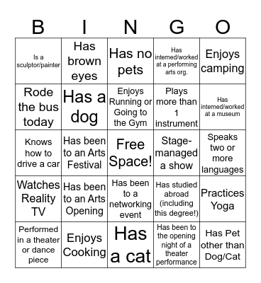 MAM Ice Breaker Bingo! Bingo Card