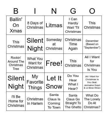 MUSIC BINGO Card