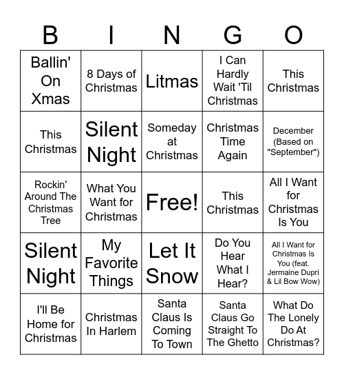 MUSIC BINGO Card