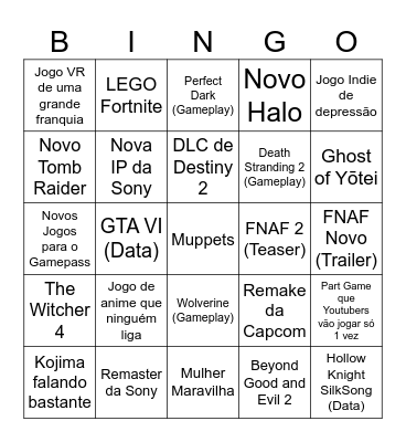 TGA 2024 Bingo Card