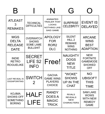 THE GAME AWARDS Bingo Card