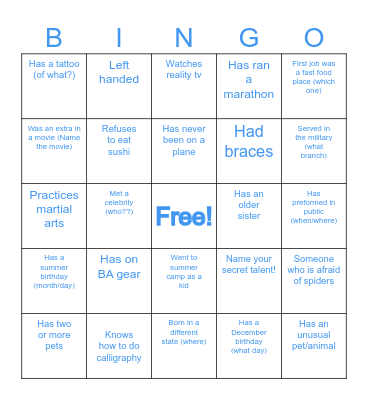 Options B-I-N-G-O! Bingo Card