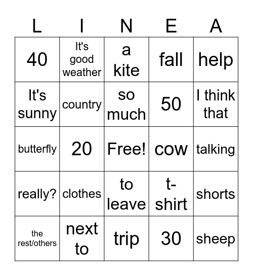 LINEA Bingo Card