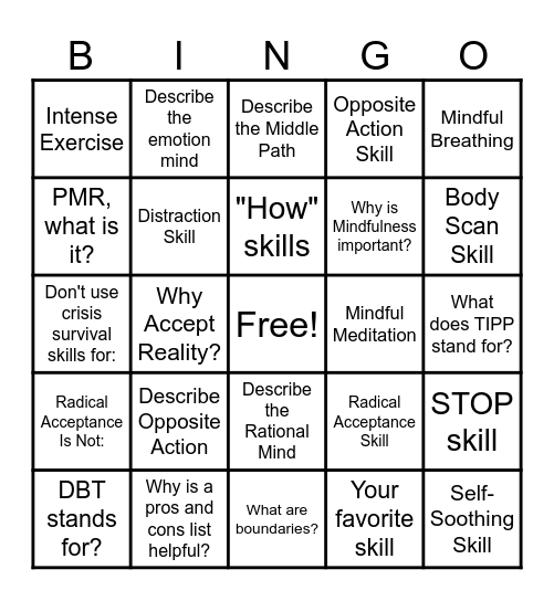 DBT BINGO Card