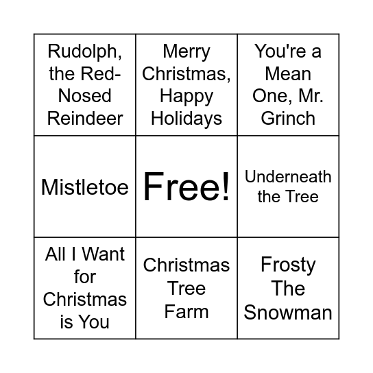 Christmas Bingo Card
