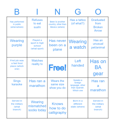 Options B-I-N-G-O! Bingo Card