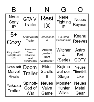 G.O.T.Y Bingo Card