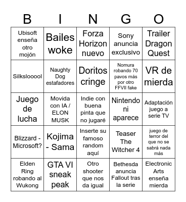 Video Games Bingo Card