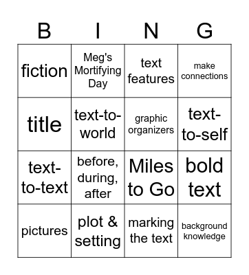 Make Connections (F) Bingo Card