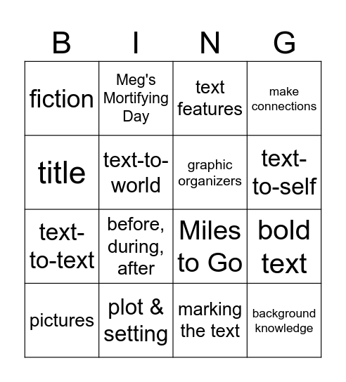 Make Connections (F) Bingo Card