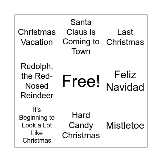 Christmas Bingo Card