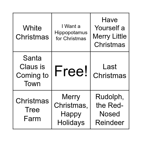 Christmas Bingo Card